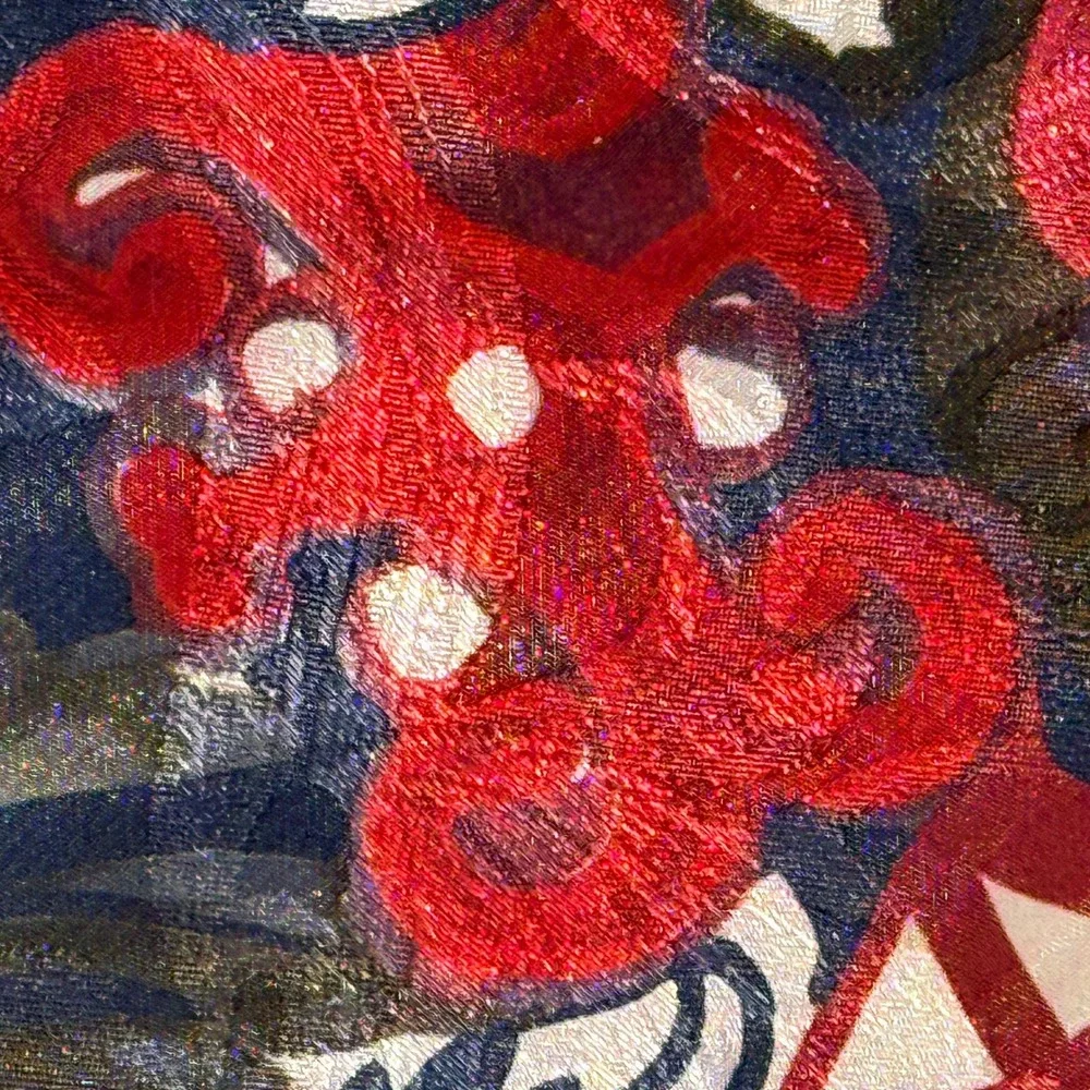 Windridge Mervyns Necktie Abstract Floral Geometric Navy Blue Red 3.75